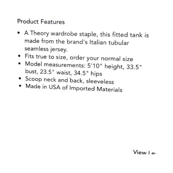 THEORY LEN TUBULAR STRETCH  JERSEY TANK TOP - Picture 6 of 7